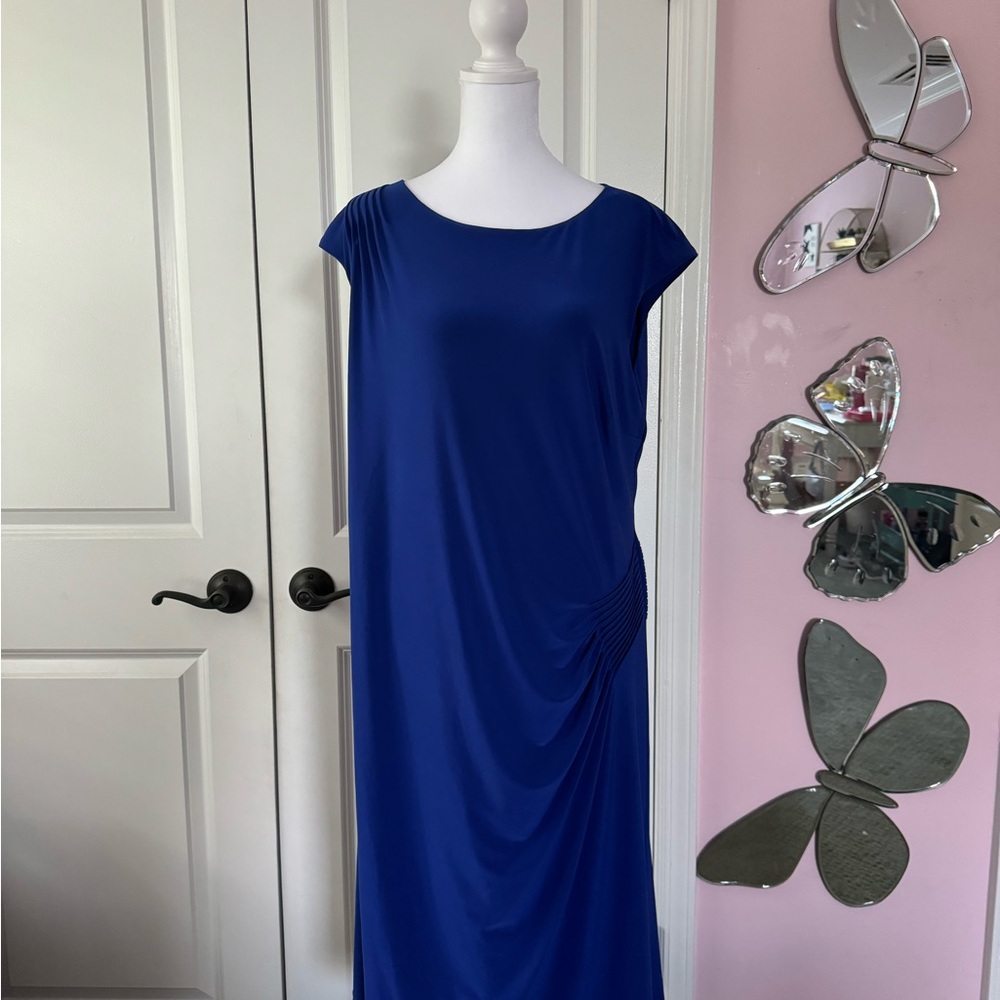 Lauren Ralph Lauren Blue Ruched Midi Dress